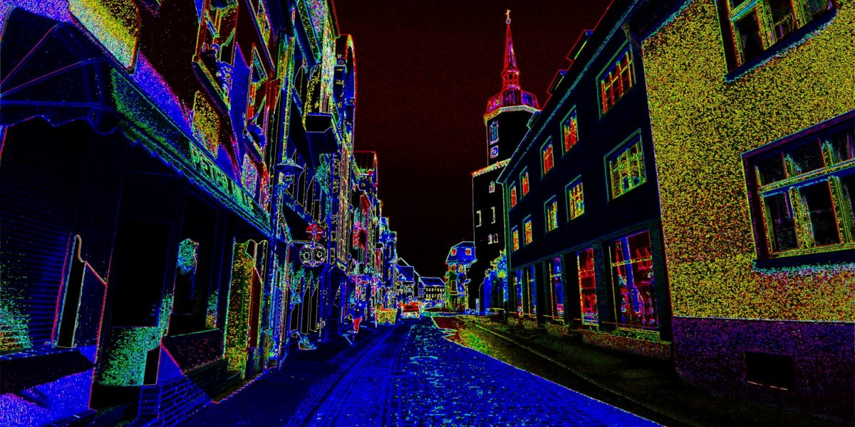 Altstadt / Innenstadt von Hoyerswerda im "Dunkeln" (Filter Predator)