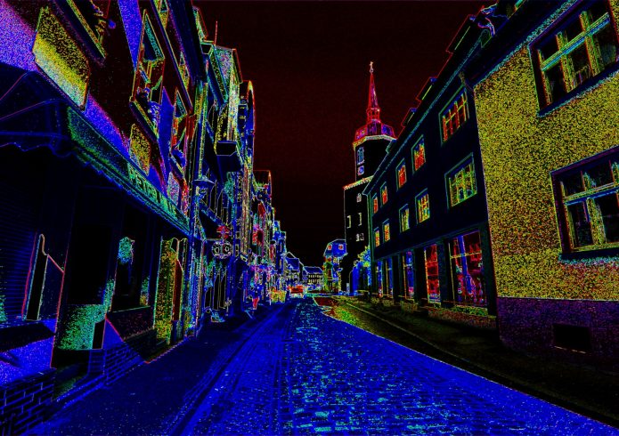 Altstadt / Innenstadt von Hoyerswerda im "Dunkeln" (Filter Predator)