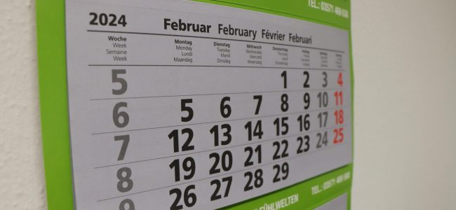 Wandkalender, Februar 2024