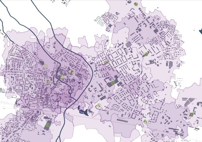 Karte Stadt Hoyerswerda mit Einzelhandelsstandorten
