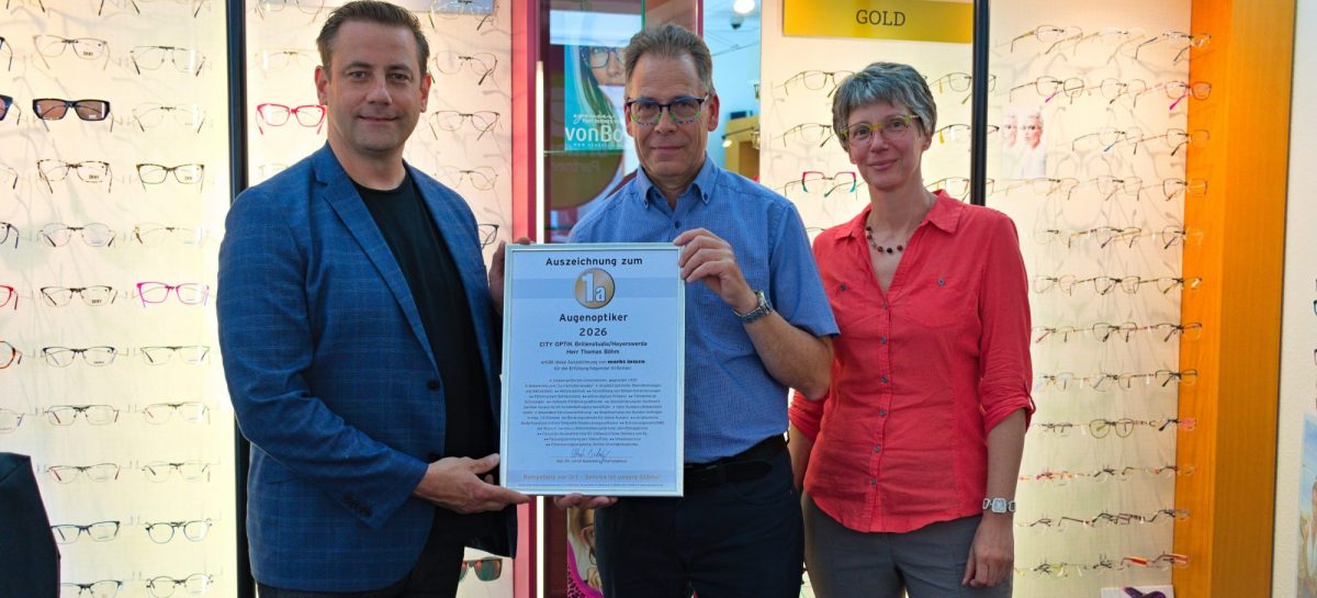 Urkundenübergabe 1A Augenoptiker an City Optik Böhm am 03.06.2026